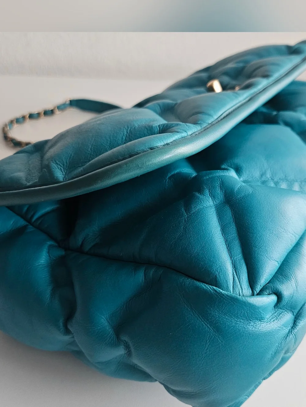 Chanel Turquoise Quilted Calfskin Large Flap Bag